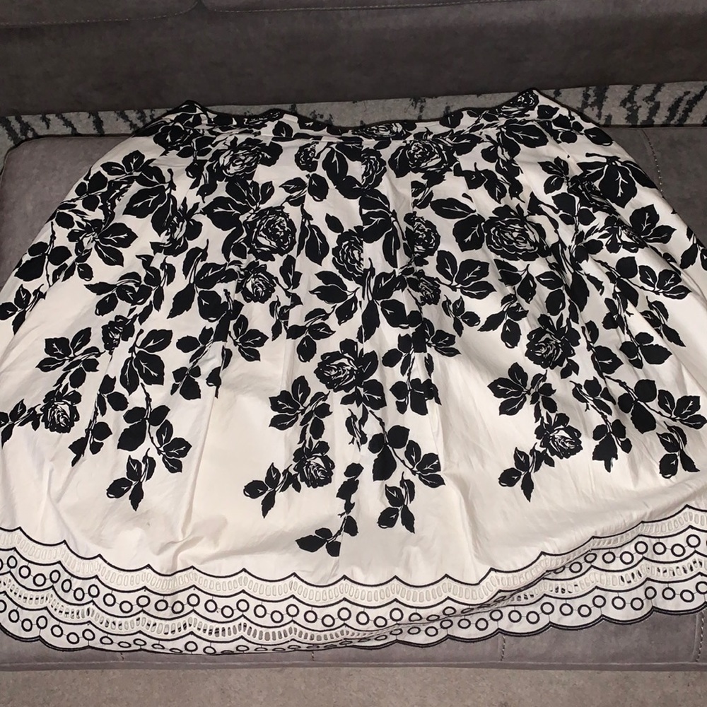 Black and white floral skirt.